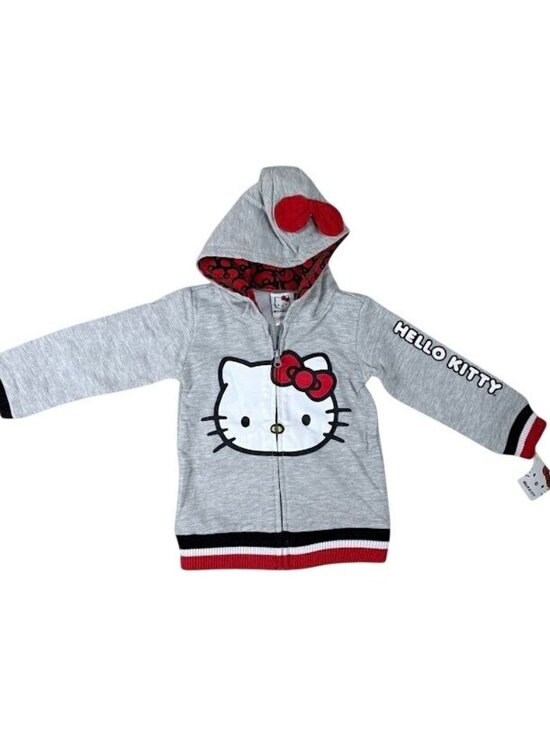 Hello Kitty Other - Hello Kitty Toddler Hoodie Zip-Up Sweatshirt 3T Gray Red Ears Cute Design